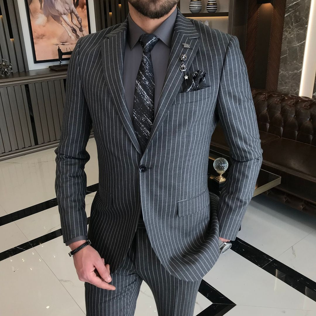 Vertical Stripes Single Breasted Blazer