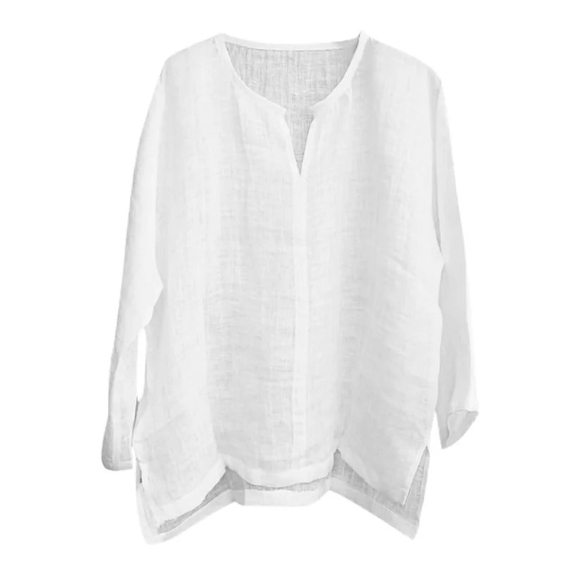 Linen Long Sleeve V-Neck Shirt
