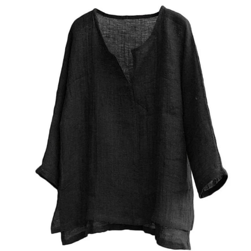 Linen Long Sleeve V-Neck Shirt