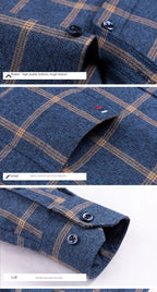 Pure Cotton Men's Plaid Shirt Long Sleeve